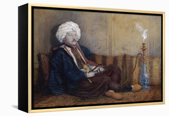 Portrait of Sir Thomas Phillips in Eastern Costume, Reclining with a Hookah-Richard Dadd-Framed Premier Image Canvas