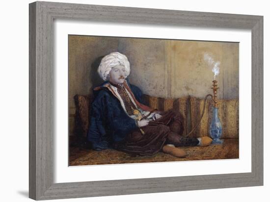 Portrait of Sir Thomas Phillips in Eastern Costume, Reclining with a Hookah-Richard Dadd-Framed Premium Giclee Print