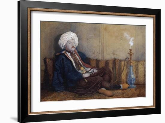 Portrait of Sir Thomas Phillips in Eastern Costume, Reclining with a Hookah-Richard Dadd-Framed Premium Giclee Print