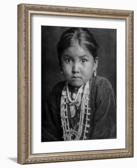 Portrait of Small Girl in Costume, Who is Native American Navajo Princess-Emil Otto Hoppé-Framed Photographic Print