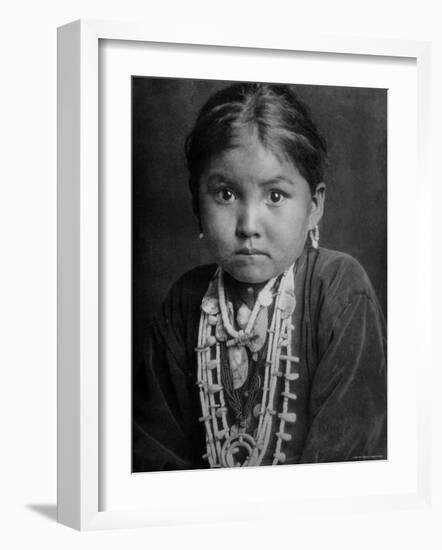 Portrait of Small Girl in Costume, Who is Native American Navajo Princess-Emil Otto Hoppé-Framed Photographic Print