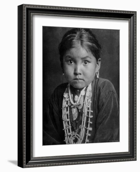 Portrait of Small Girl in Costume, Who is Native American Navajo Princess-Emil Otto Hoppé-Framed Photographic Print