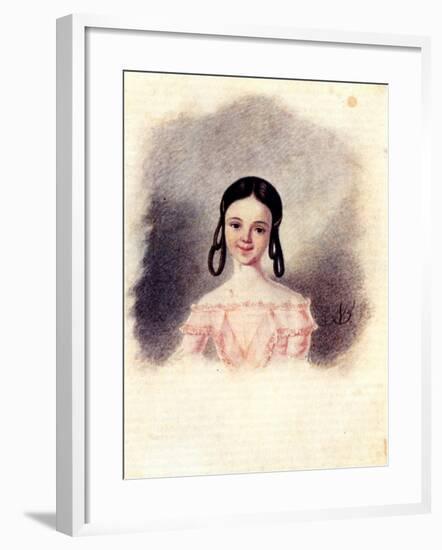 Portrait of Sofia Muravyova, Daughter of Decembrist Nikita Muravyov, 1833-1835-Nikolai Alexandrovich Bestuzhev-Framed Giclee Print