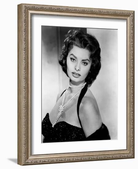 Portrait of Sophia Loren, c.1957-null-Framed Photo