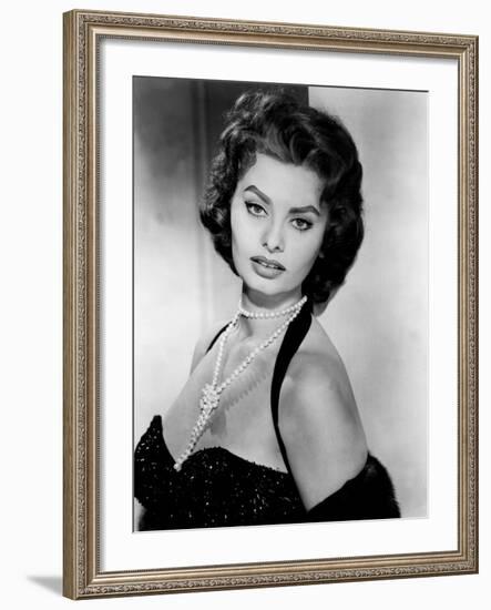 Portrait of Sophia Loren, c.1957-null-Framed Photo