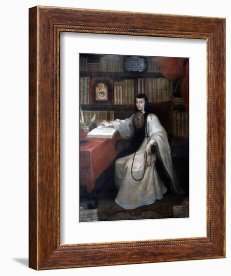 Portrait of Sor Juana Ines De La Cruz, 1750-Miguel Cabrera-Framed Giclee Print