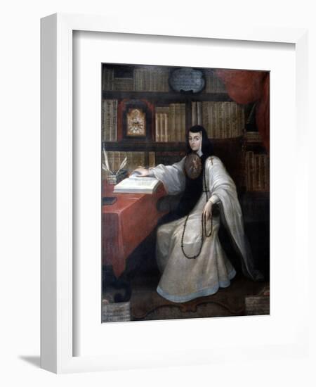 Portrait of Sor Juana Ines De La Cruz, 1750-Miguel Cabrera-Framed Giclee Print