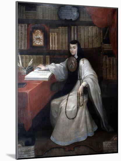 Portrait of Sor Juana Ines De La Cruz, 1750-Miguel Cabrera-Mounted Premium Giclee Print