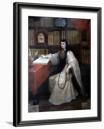 Portrait of Sor Juana Ines De La Cruz, 1750-Miguel Cabrera-Framed Giclee Print