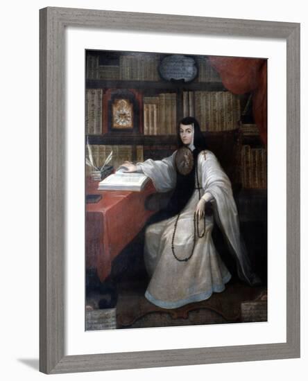 Portrait of Sor Juana Ines De La Cruz, 1750-Miguel Cabrera-Framed Giclee Print