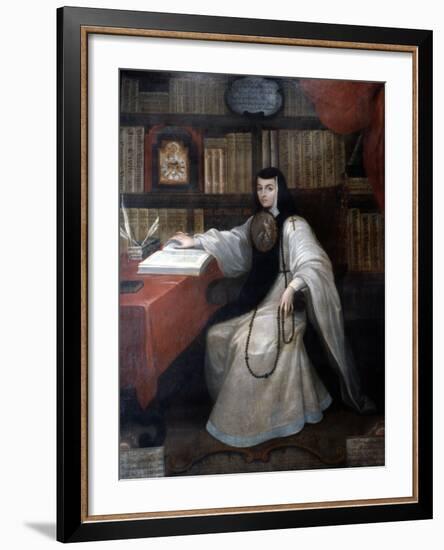 Portrait of Sor Juana Ines De La Cruz, 1750-Miguel Cabrera-Framed Giclee Print