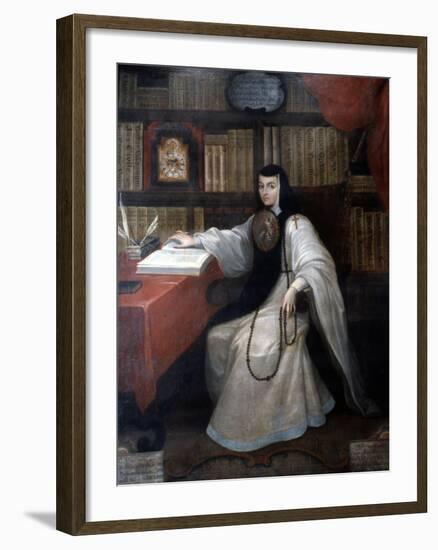 Portrait of Sor Juana Ines De La Cruz, 1750-Miguel Cabrera-Framed Giclee Print