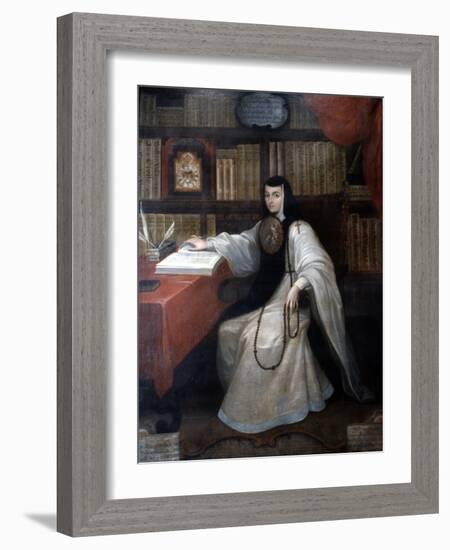 Portrait of Sor Juana Ines De La Cruz, 1750-Miguel Cabrera-Framed Giclee Print