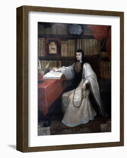 Portrait of Sor Juana Ines De La Cruz, 1750-Miguel Cabrera-Framed Giclee Print