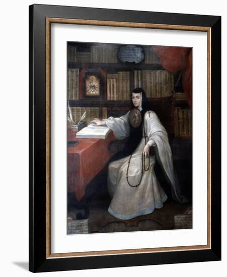 Portrait of Sor Juana Ines De La Cruz, 1750-Miguel Cabrera-Framed Giclee Print