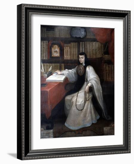 Portrait of Sor Juana Ines De La Cruz, 1750-Miguel Cabrera-Framed Giclee Print