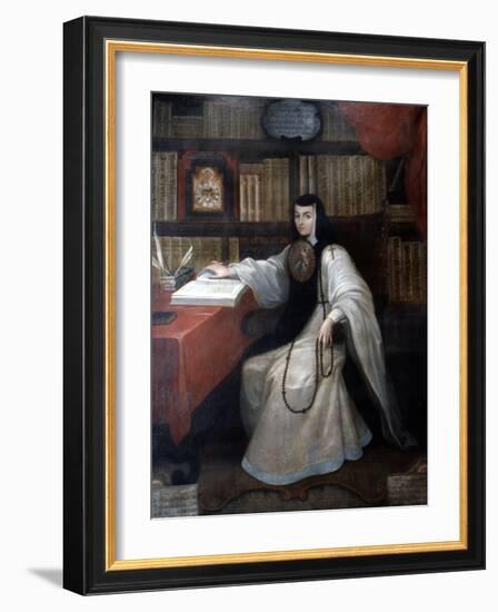 Portrait of Sor Juana Ines De La Cruz, 1750-Miguel Cabrera-Framed Giclee Print