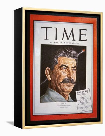 Portrait of Stalin on the Cover of 'Time' Magazine, 1945 (Colour Litho)-American-Framed Premier Image Canvas