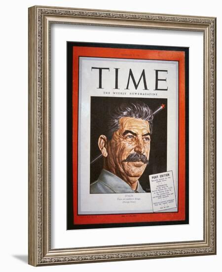 Portrait of Stalin on the Cover of 'Time' Magazine, 1945 (Colour Litho)-American-Framed Giclee Print