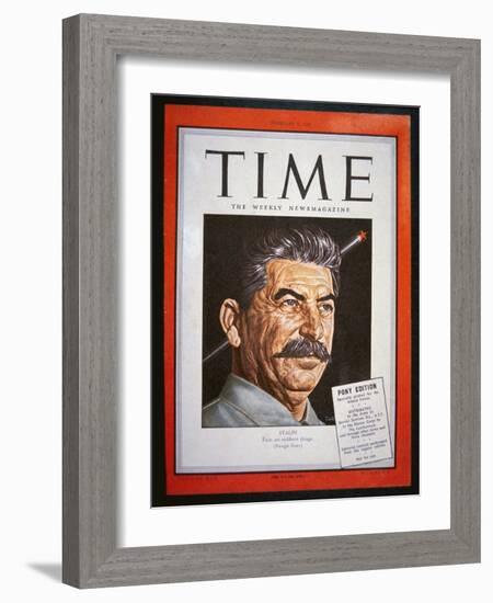 Portrait of Stalin on the Cover of 'Time' Magazine, 1945 (Colour Litho)-American-Framed Giclee Print