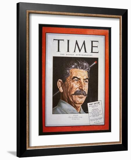 Portrait of Stalin on the Cover of 'Time' Magazine, 1945 (Colour Litho)-American-Framed Giclee Print