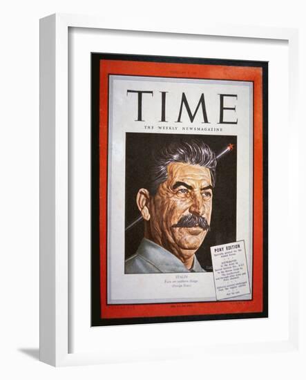 Portrait of Stalin on the Cover of 'Time' Magazine, 1945 (Colour Litho)-American-Framed Giclee Print