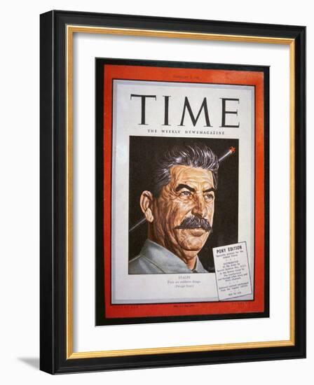 Portrait of Stalin on the Cover of 'Time' Magazine, 1945 (Colour Litho)-American-Framed Giclee Print