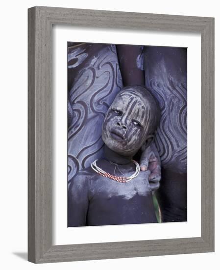 Portrait of Surma Child, Ethiopia-Gavriel Jecan-Framed Photographic Print