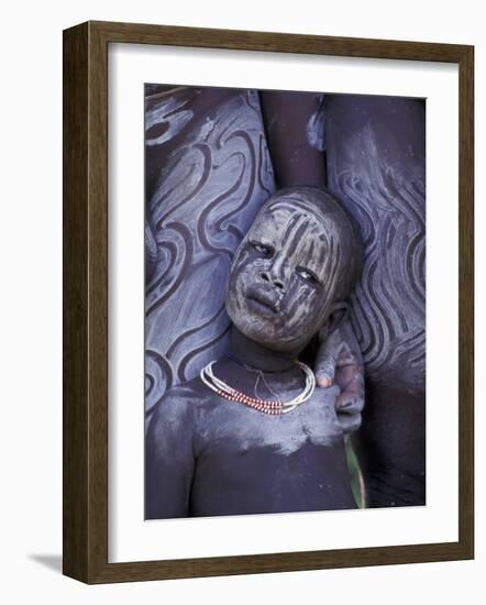 Portrait of Surma Child, Ethiopia-Gavriel Jecan-Framed Photographic Print