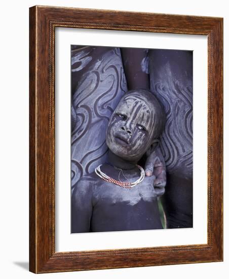 Portrait of Surma Child, Ethiopia-Gavriel Jecan-Framed Photographic Print