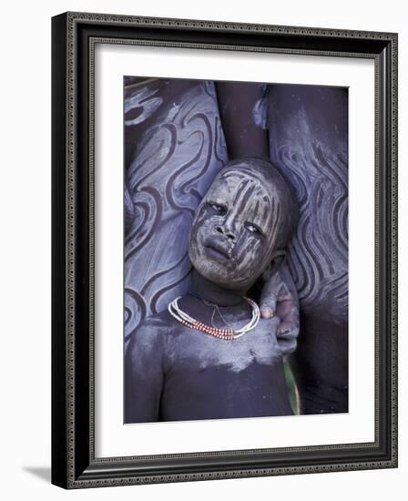 Portrait of Surma Child, Ethiopia-Gavriel Jecan-Framed Photographic Print