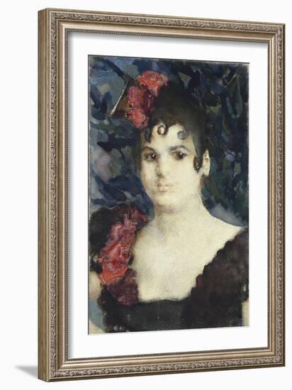 Portrait of Tatyana Lyubatovich as Carmen, 1890S-Mikhail Alexandrovich Vrubel-Framed Giclee Print