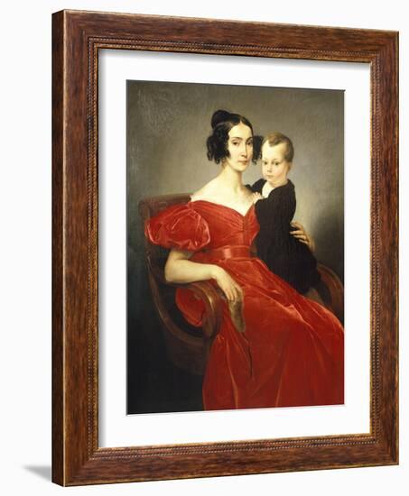 Portrait of Teresa Zumali Marsili with Her Son Giuseppe-Francesco Hayez-Framed Giclee Print