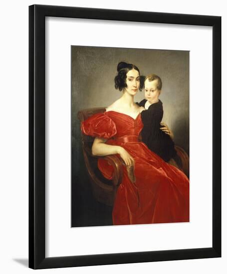 Portrait of Teresa Zumali Marsili with Her Son Giuseppe-Francesco Hayez-Framed Giclee Print