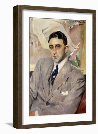 Portrait of the Actor, Ramon Pena, Half-Length, Wearing a Grey Suit-Joaquín Sorolla y Bastida-Framed Giclee Print