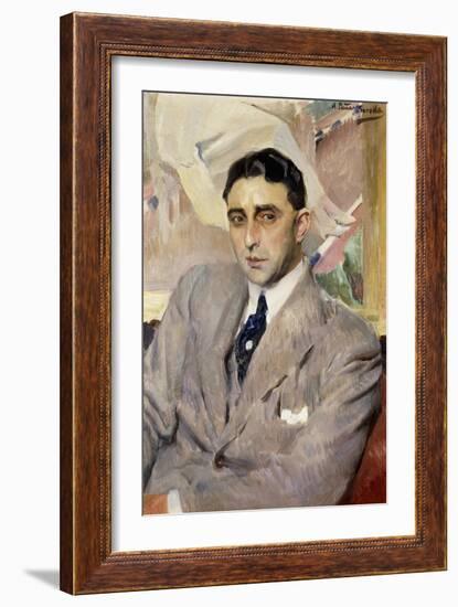 Portrait of the Actor, Ramon Pena, Half-Length, Wearing a Grey Suit-Joaquín Sorolla y Bastida-Framed Giclee Print