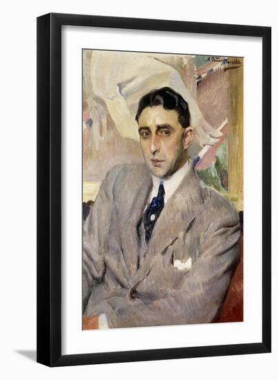 Portrait of the Actor, Ramon Pena, Half-Length, Wearing a Grey Suit-Joaquín Sorolla y Bastida-Framed Giclee Print