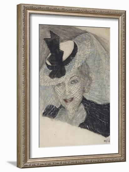 Portrait of the Actress Lyubov Orlova - Lioubov Petrovna Orlova (1902-1975) - Anonymous. Watercolou-Anonymous Anonymous-Framed Giclee Print