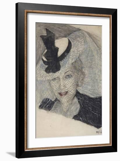 Portrait of the Actress Lyubov Orlova - Lioubov Petrovna Orlova (1902-1975) - Anonymous. Watercolou-Anonymous Anonymous-Framed Giclee Print