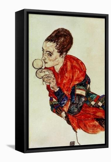 Portrait of the Actress Marga Boerner with Compact, 1917-Egon Schiele-Framed Premier Image Canvas