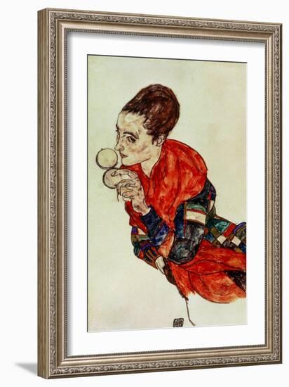 Portrait of the Actress Marga Boerner with Compact, 1917-Egon Schiele-Framed Giclee Print