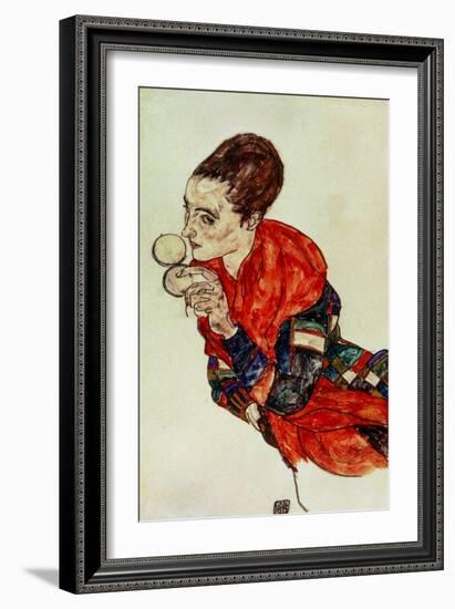 Portrait of the Actress Marga Boerner with Compact, 1917-Egon Schiele-Framed Giclee Print