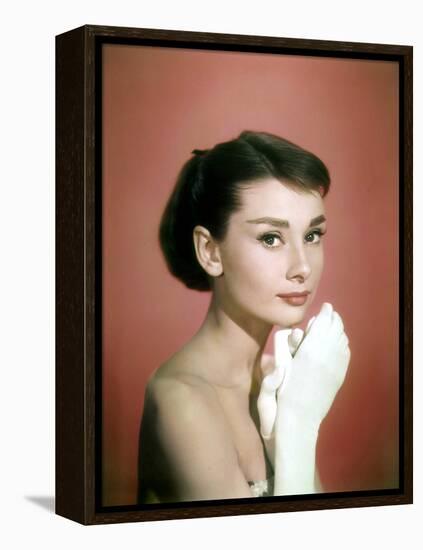 Portrait of the American Actress Audrey Hepburn, Photo for Promotion of Film Sabrina, 1954-null-Framed Stretched Canvas