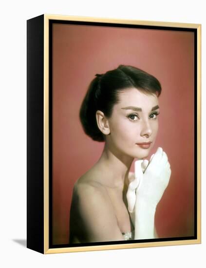 Portrait of the American Actress Audrey Hepburn, Photo for Promotion of Film Sabrina, 1954-null-Framed Stretched Canvas