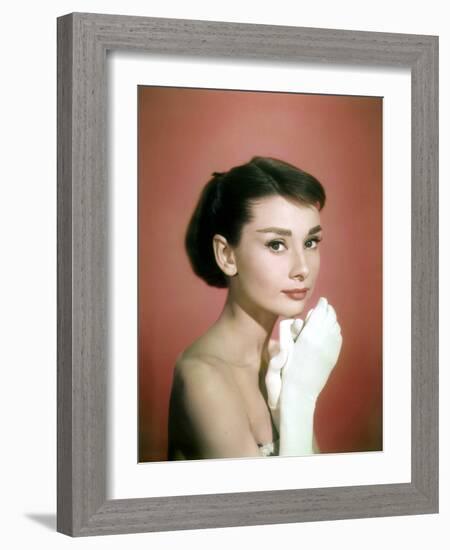 Portrait of the American Actress Audrey Hepburn, Photo for Promotion of Film Sabrina, 1954-null-Framed Photo