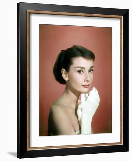 Portrait of the American Actress Audrey Hepburn, Photo for Promotion of Film Sabrina, 1954-null-Framed Photo