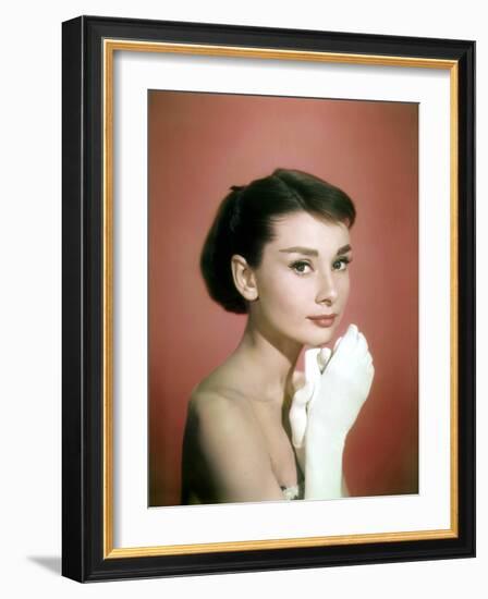 Portrait of the American Actress Audrey Hepburn, Photo for Promotion of Film Sabrina, 1954-null-Framed Photo