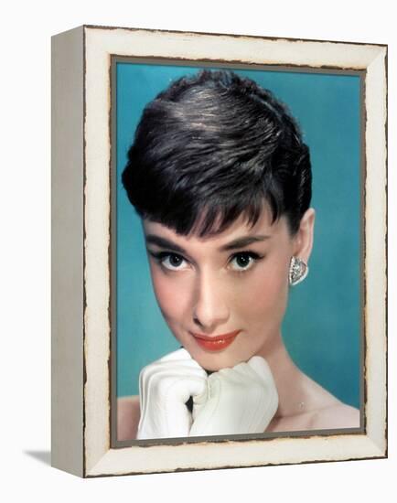 Portrait of the American Actress Audrey Hepburn, Photo for Promotion of Film Sabrina, 1954-null-Framed Stretched Canvas