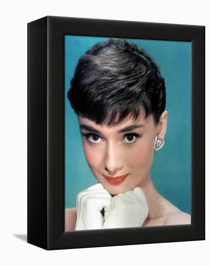 Portrait of the American Actress Audrey Hepburn, Photo for Promotion of Film Sabrina, 1954-null-Framed Stretched Canvas