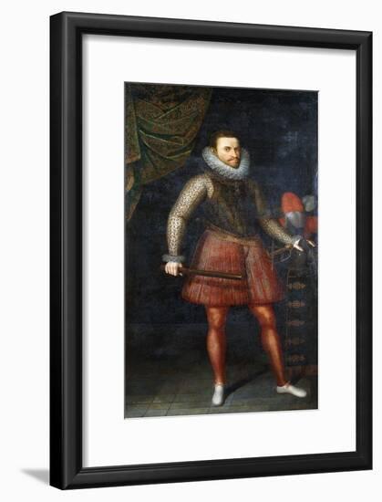 Portrait of the Archduke Albert, Standing Full-Length Holding a Baton, 1593-Alonso Sanchez Coello-Framed Giclee Print